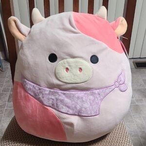 Squishmallows Reshmo Pink Purple 16" Cow Stuffed Animal Plush Toy Bandana Farm